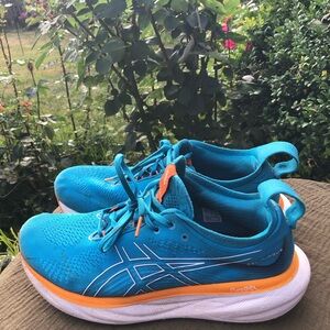 Asics Gel-Nimbus 25 Island Men’s Blue Athletic Sun Peach  Sneakers Size 11